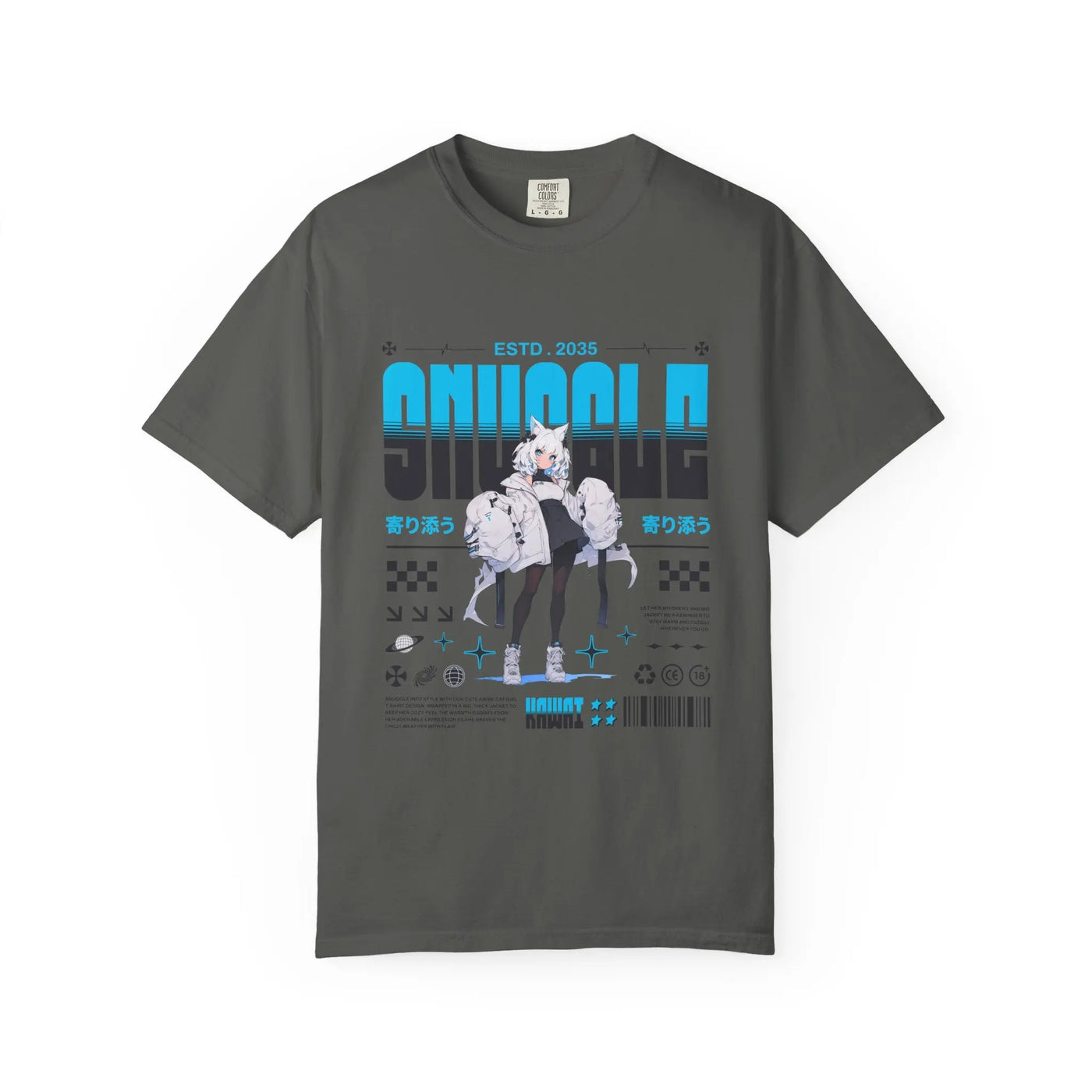 Kawaii Cat Girl Tee - Snuggle Manga Graphic - Cute Gift - Sinful Threads