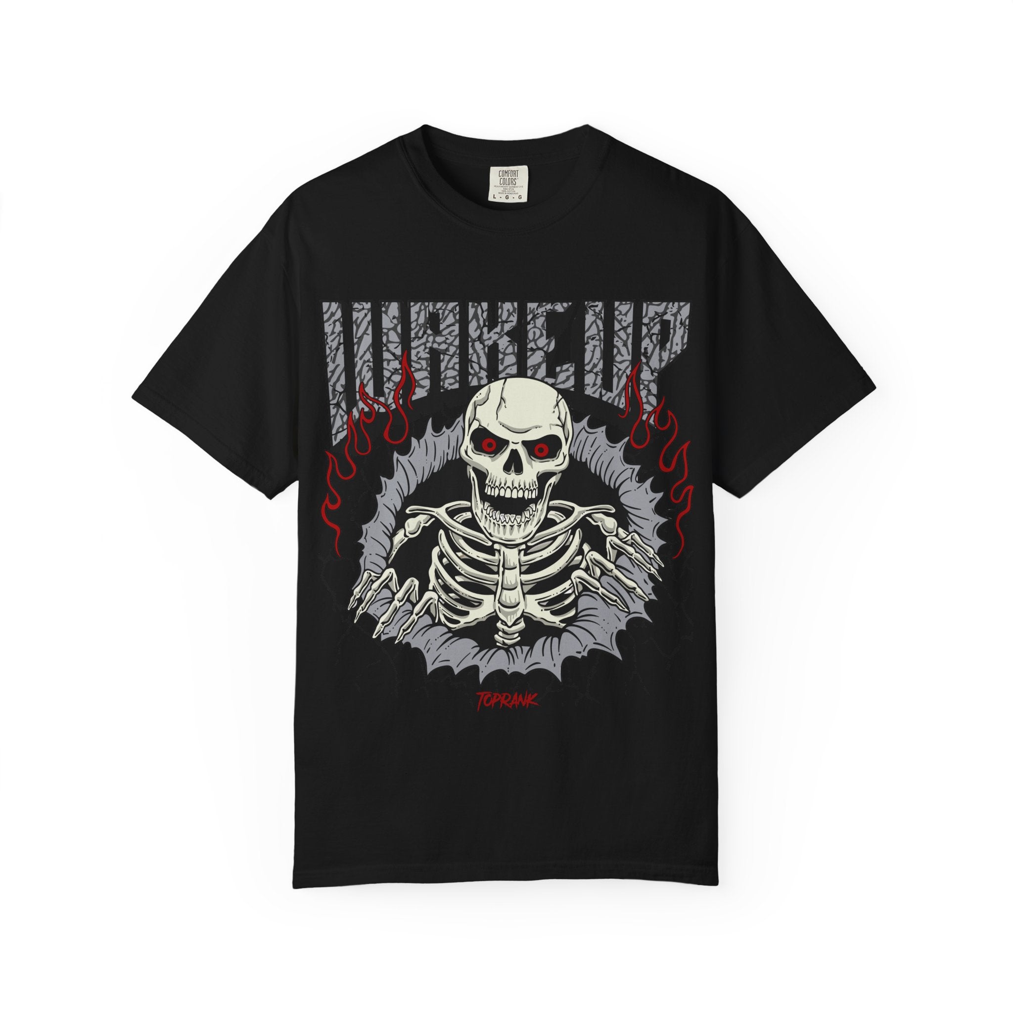 Skull Flame Shirt - Wake Up Fire Design Tee for Bold Style - Sinful Threads