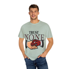Trust None Tee – Snake Handshake Dark Streetwear