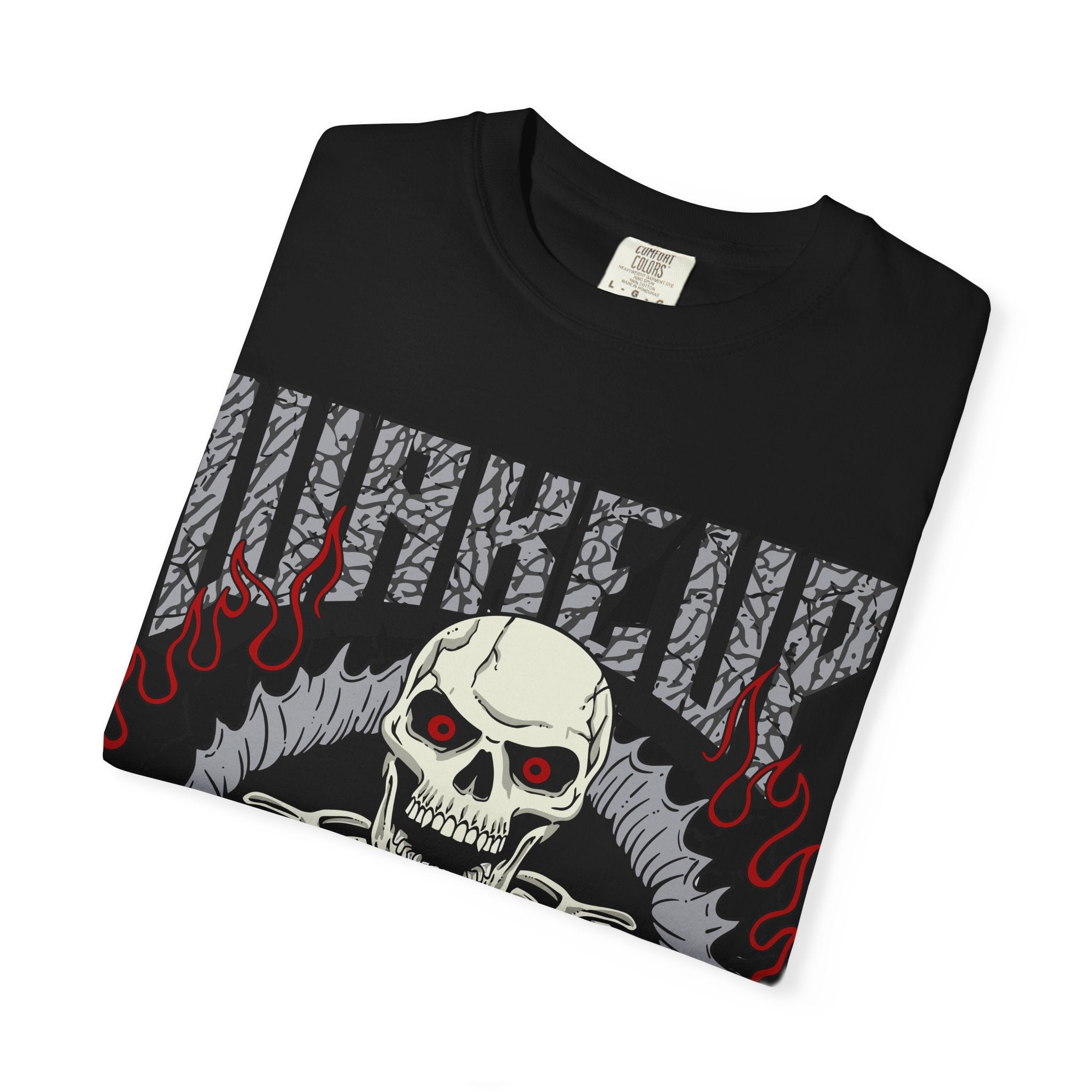Skull Flame Shirt - Wake Up Fire Design Tee for Bold Style - Sinful Threads