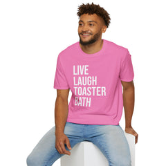 Live Laugh Toaster Bath Tee - Dark Humor Graphic Parody Shirt