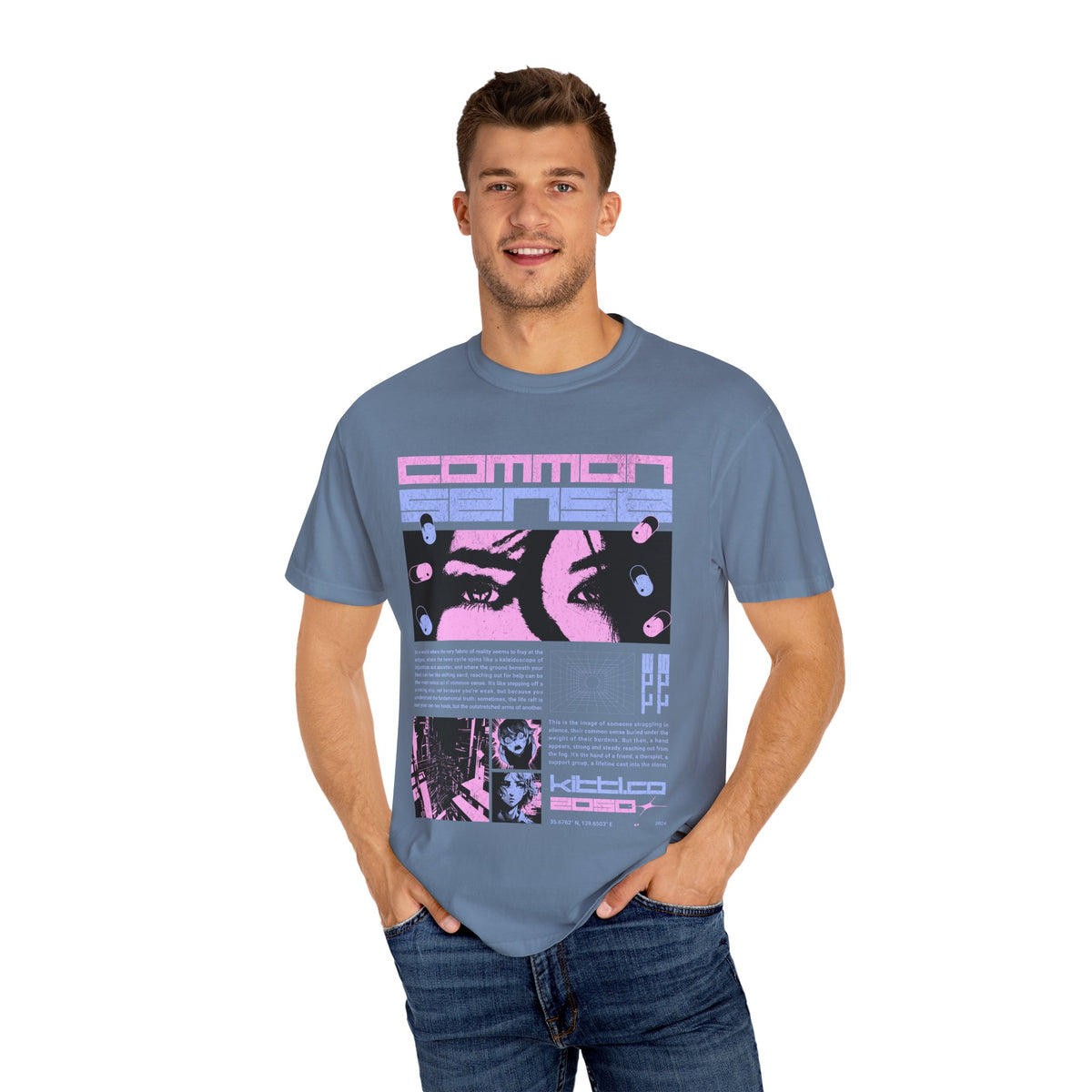 Cyberpunk Anime Tee - Glitchcore Hope Eyes - Future Gift