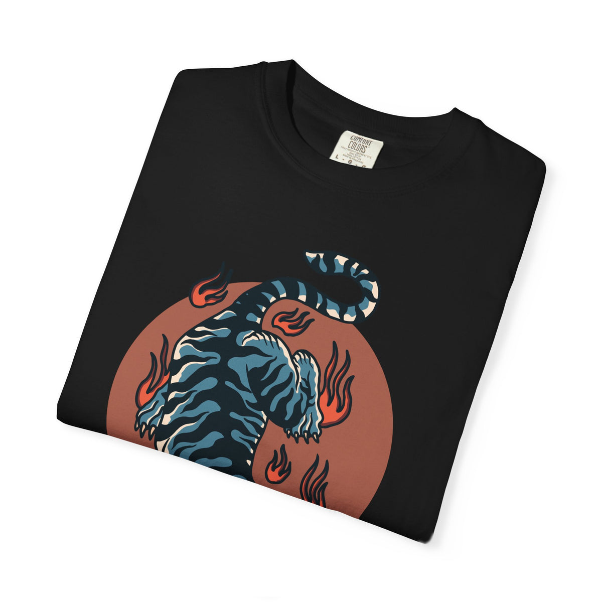 Blue tiger shirt - flame design tee - animal graphic gift