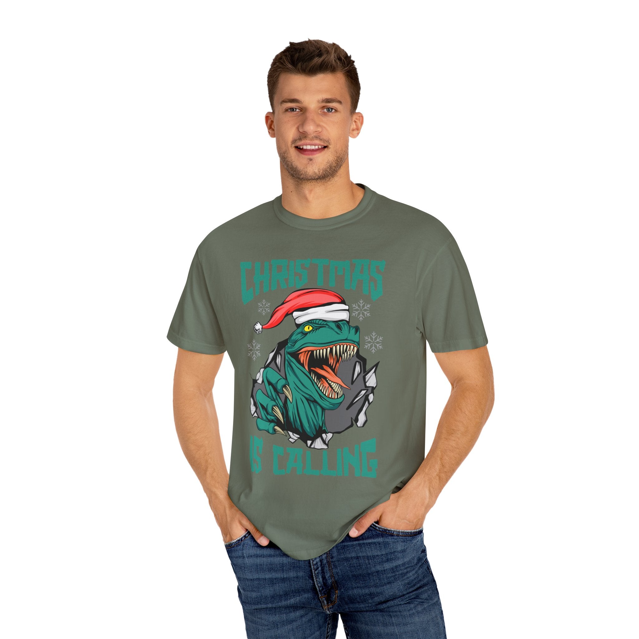 Santa T Rex Tee - Funny Dino Shirt - Christmas Holiday Gift - Sinful Threads