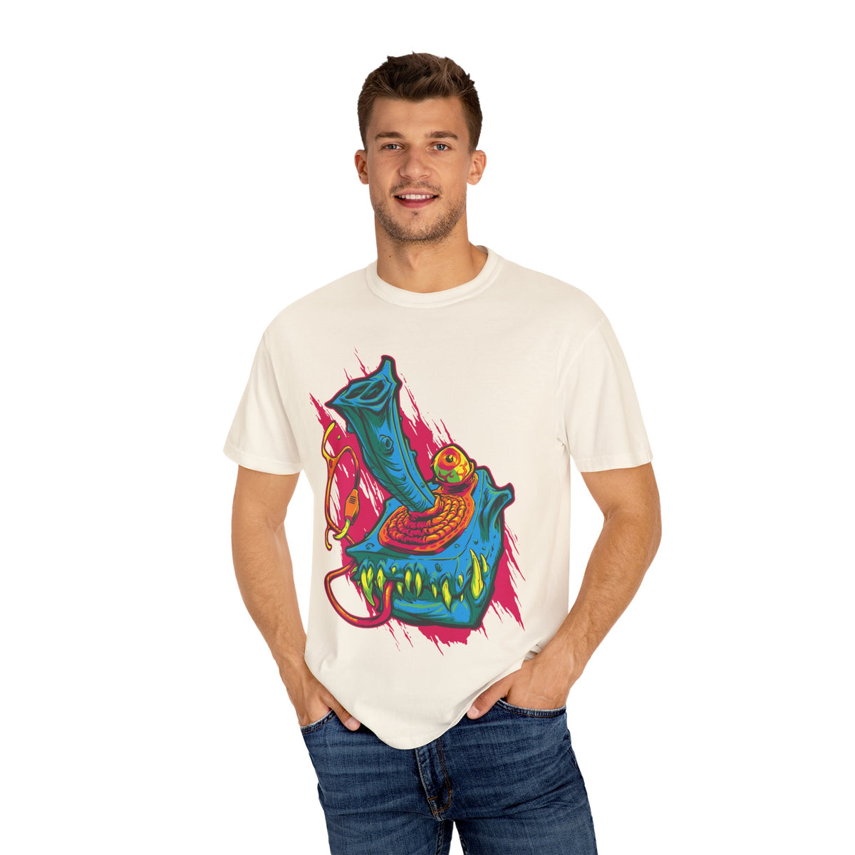 Surreal Gaming Tee - Monster Joystick Shirt for Arcade Fans