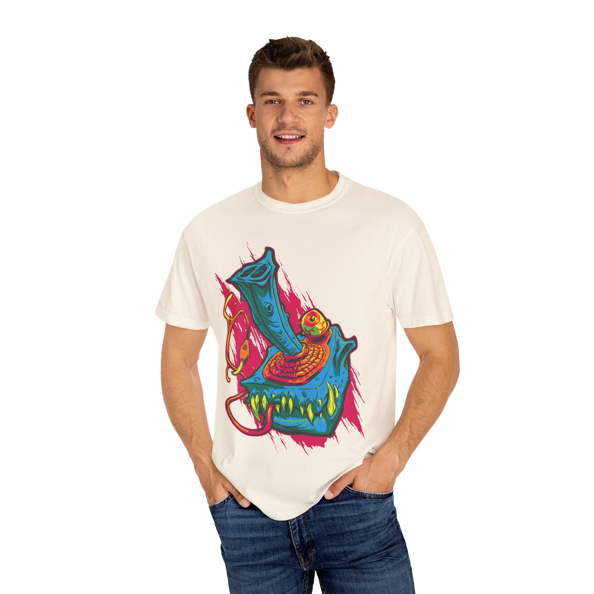 Surreal Gaming Tee - Monster Joystick Shirt for Arcade Fans - Sinful Threads