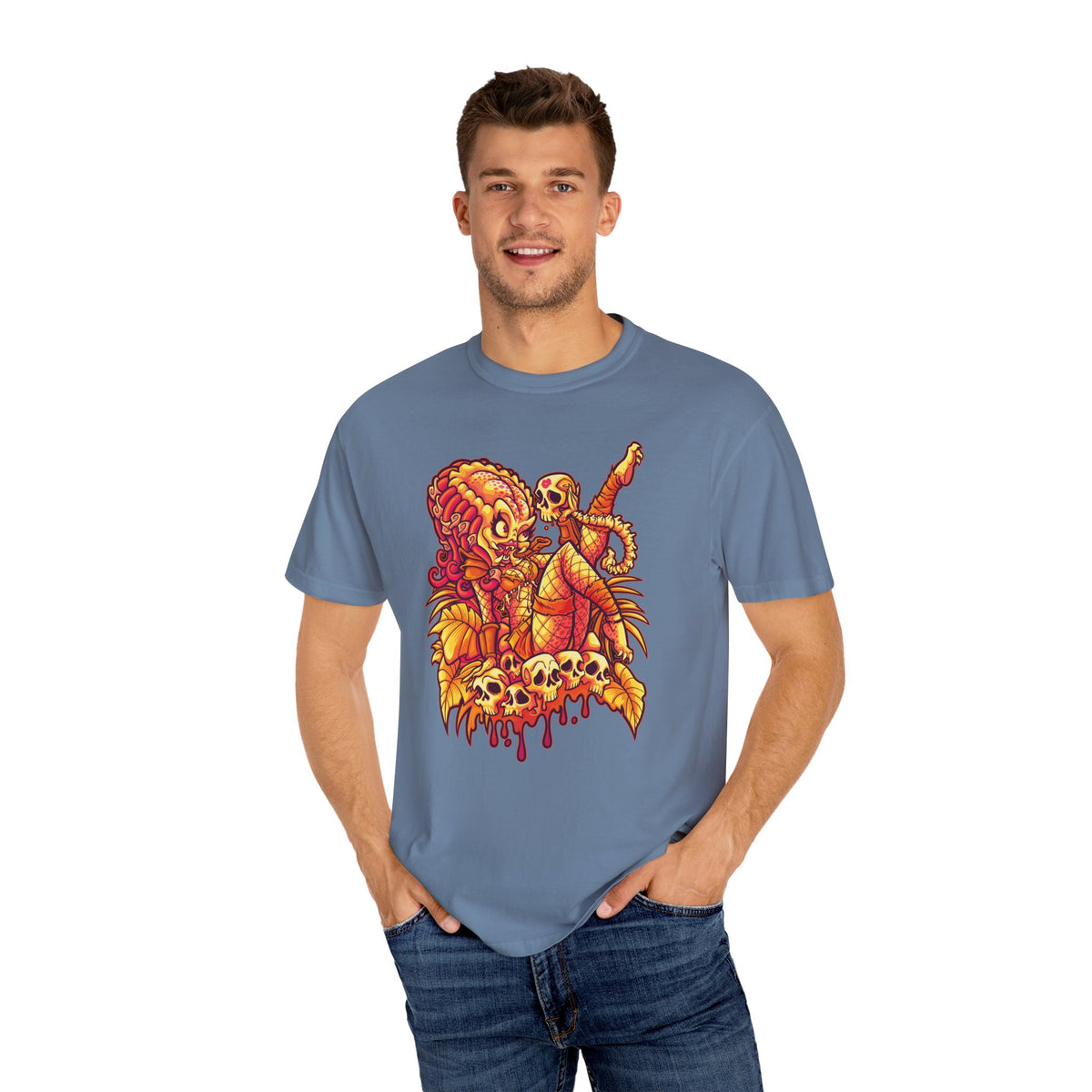 Alien Hunter Cartoon Tee - Cute She Predator Graphic Shirt