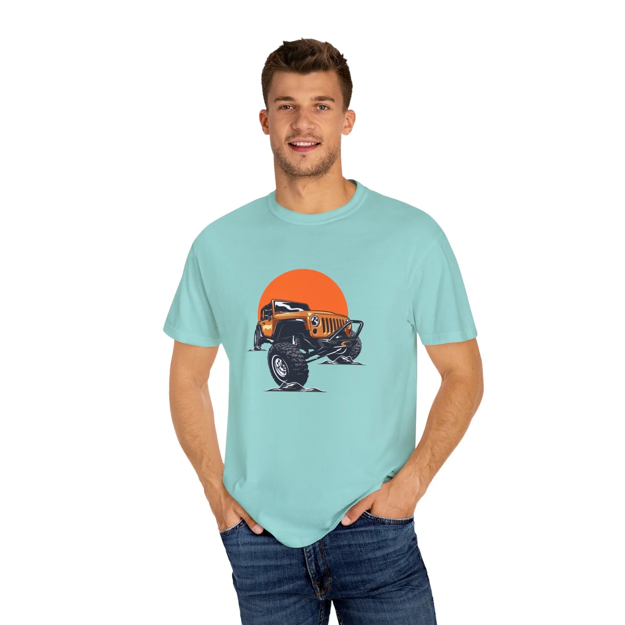 Adventurous Off Road Car Sunset Graphic Design T-Shirt - Sinful Threads