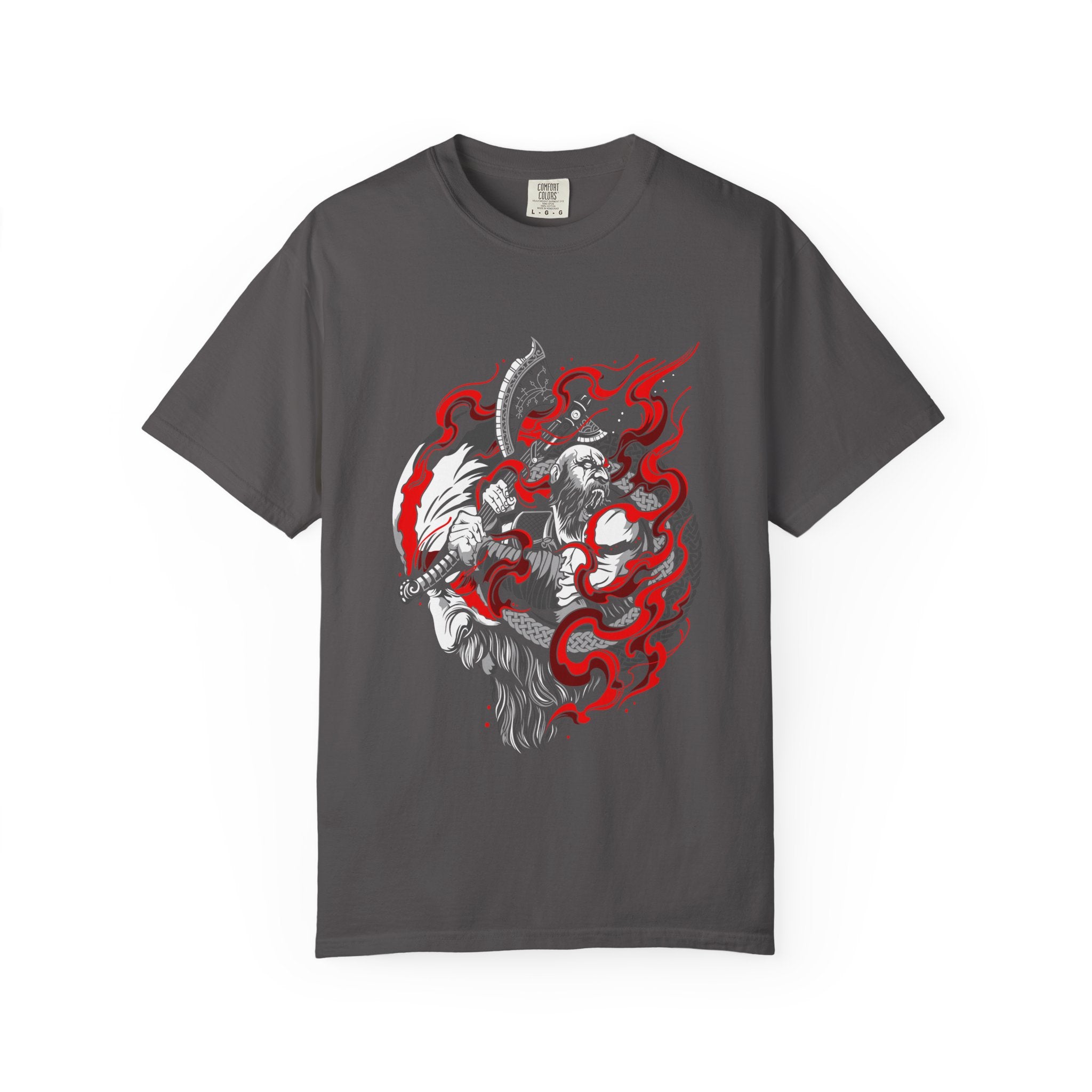 Viking Wolf Norse Pagan Tee Red Black Warrior - Sinful Threads
