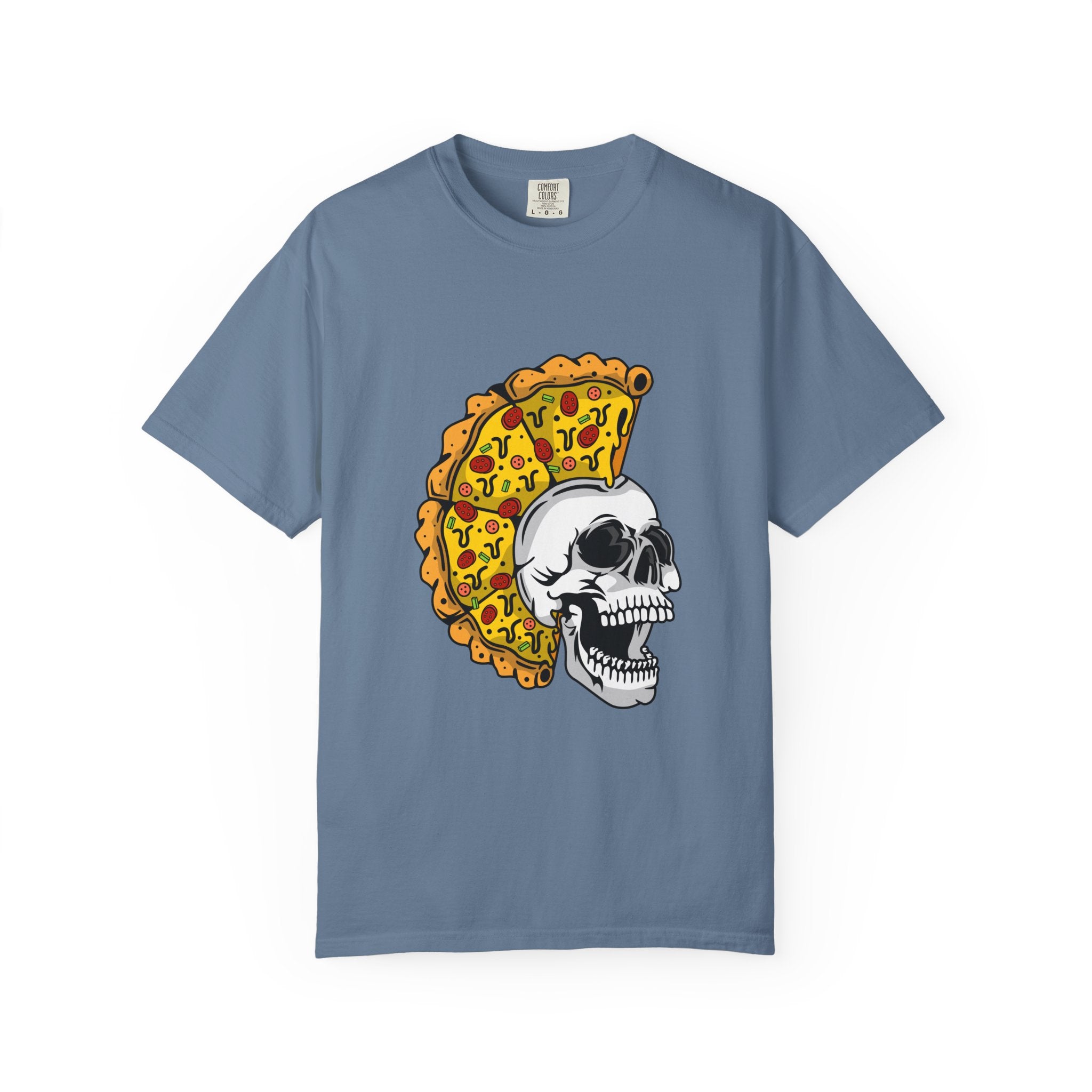 Pizza Mohawk Skull Funny Graphic Unique Design T-Shirt - Sinful Threads