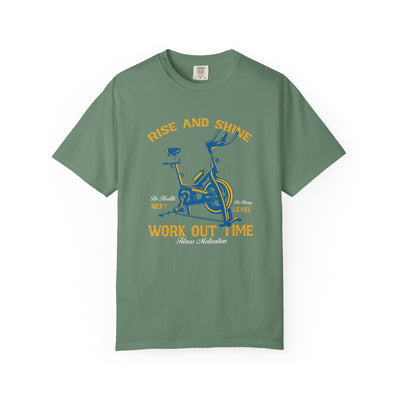 Rise And Shine Workout Time Indoor Bike Fitness T-Shirt - Sinful Threads