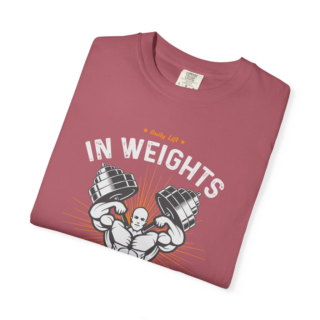 In Weights We Trust T-Shirt - Gym Motivation Fitness Tee - Sinful Threads