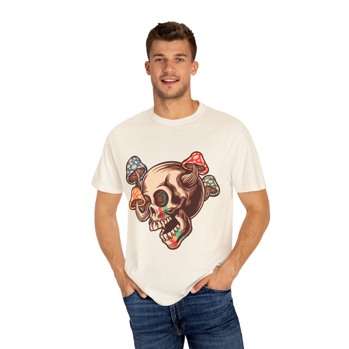 Skull Mushroom Tee - Trippy Psychedelic Graphic Gift