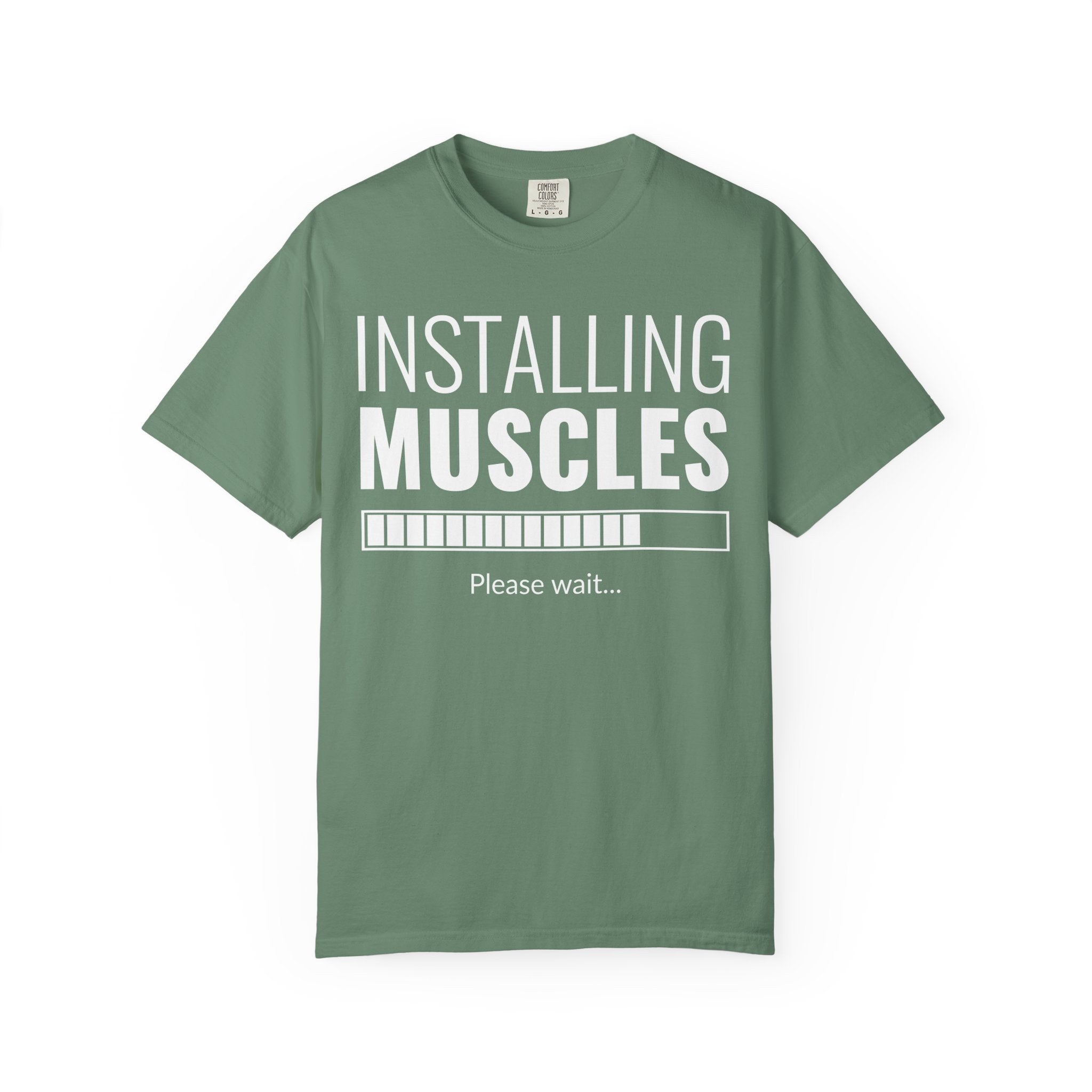 Installing Muscles Loading Bar T-Shirt - Funny Gym - Sinful Threads