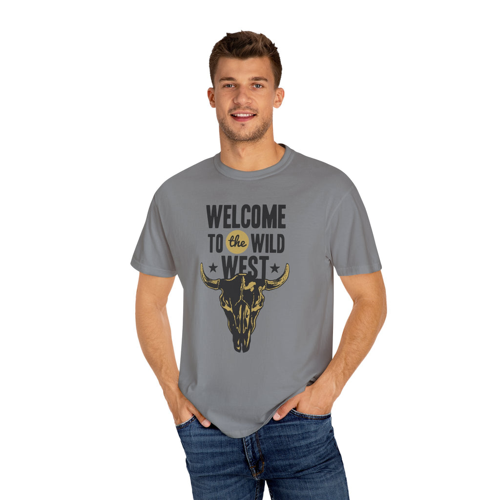 Welcome To The Wild West Graphic Design Bull T-Shirt - Sinful Threads