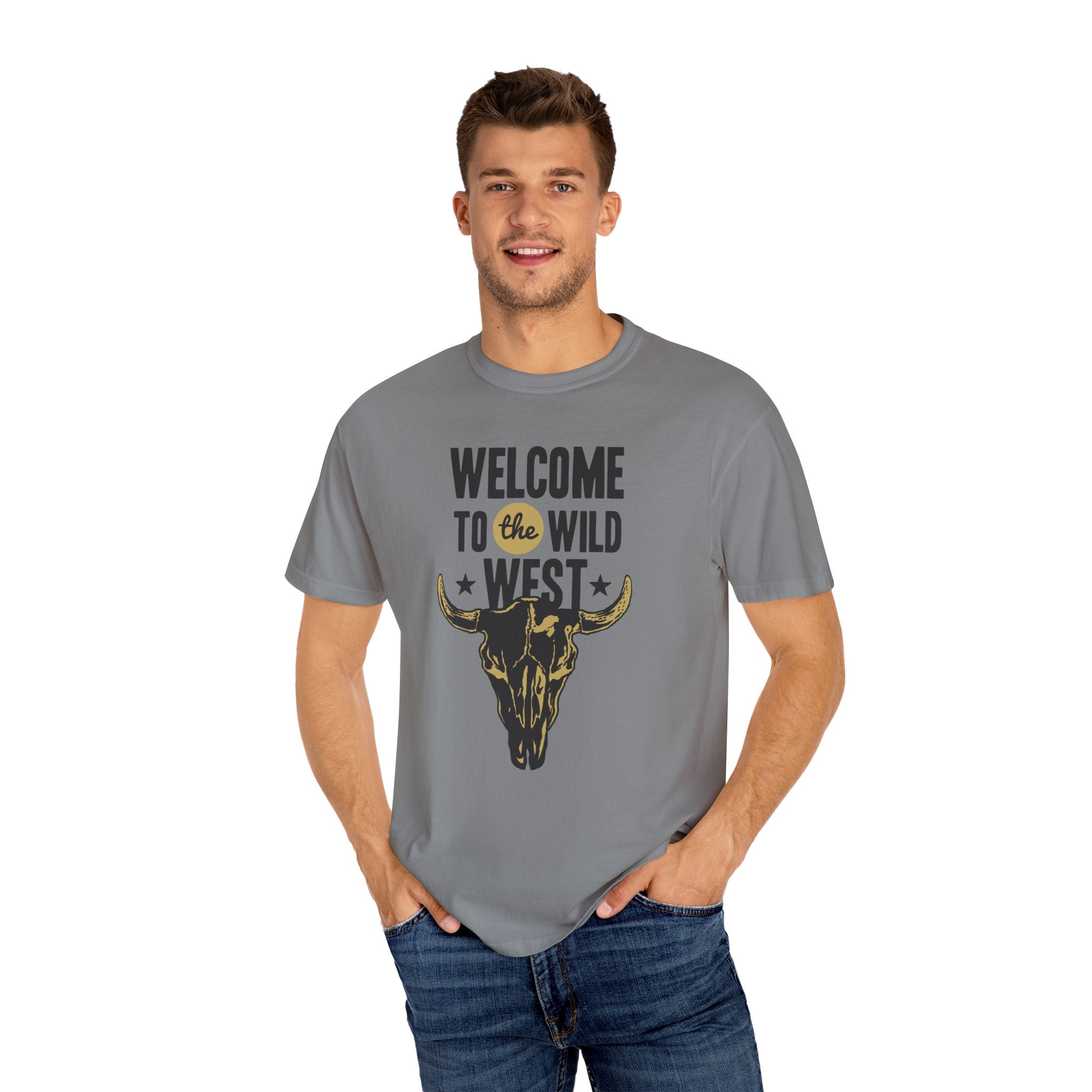 Welcome To The Wild West Graphic Design Bull T-Shirt - Sinful Threads
