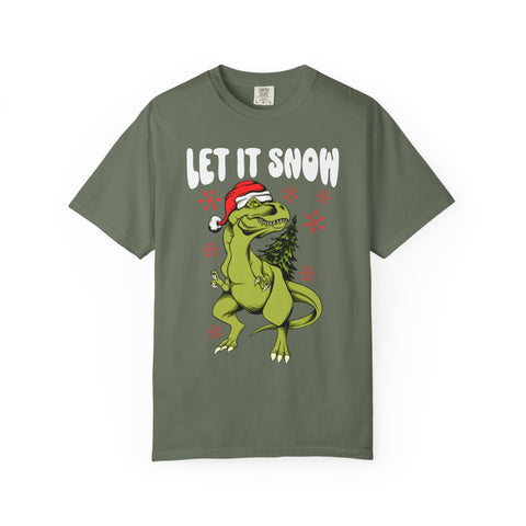 Christmas Dinosaur Tee - Santa T-Rex - Let It Snow Gift