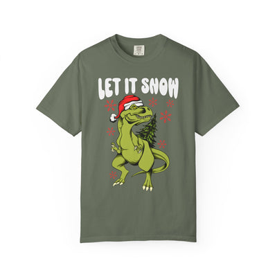 Christmas Dinosaur Tee - Santa T-Rex - Let It Snow Gift - Sinful Threads