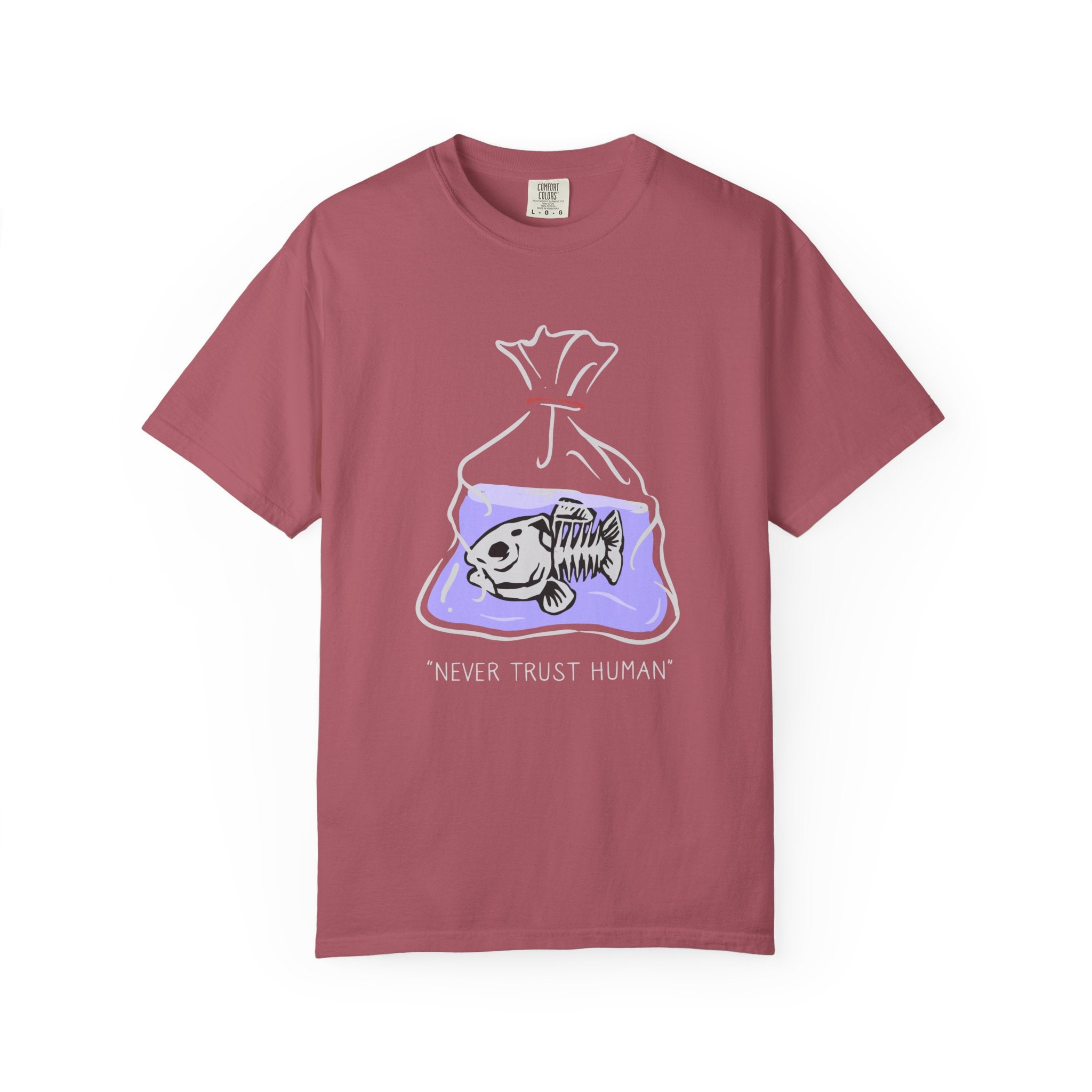 Never Trust Human Fish Bones Drawing Design T-Shirt - Sinful Threads