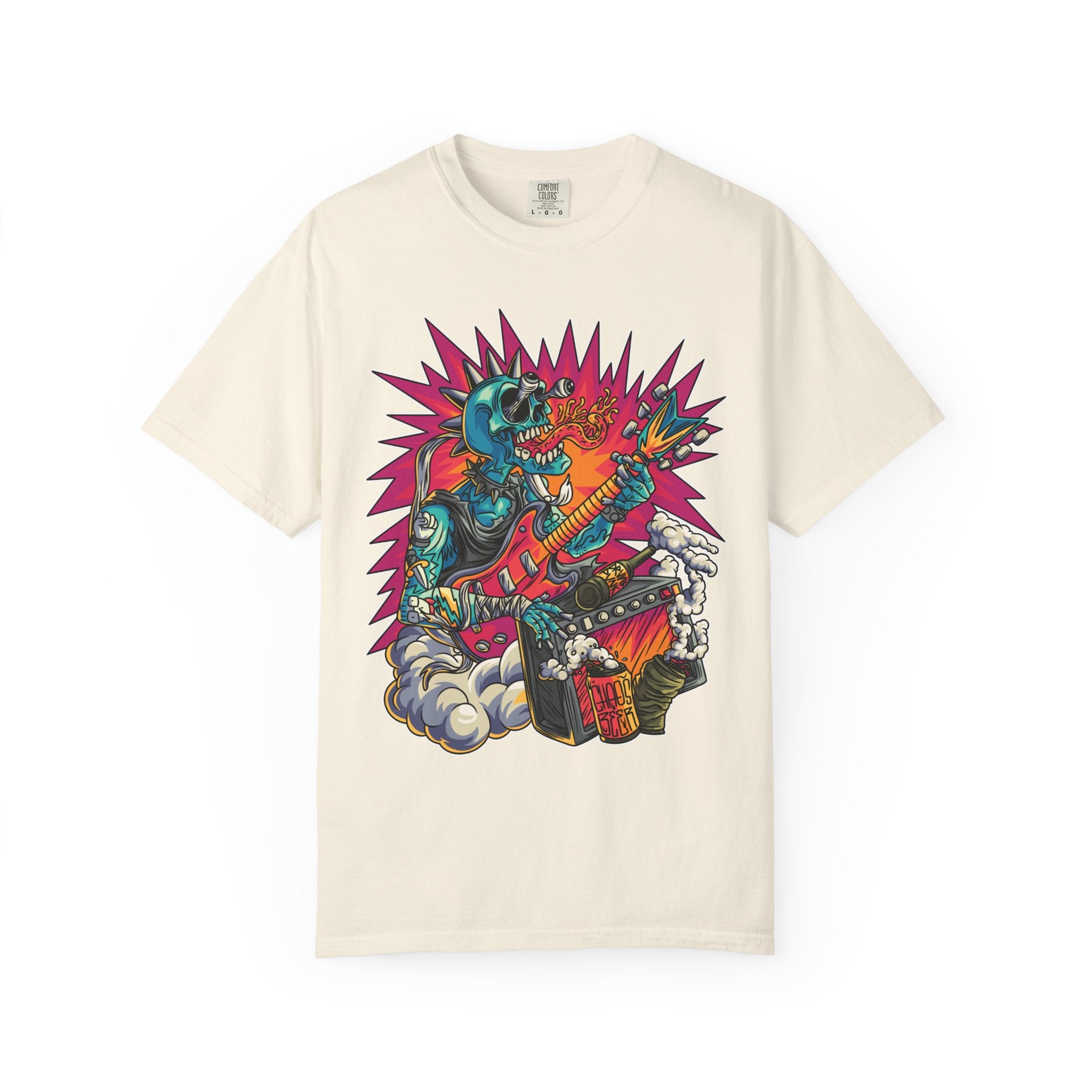 Rock Skull Guitarist Tee – Punk Metal Skeleton Shirt - Sinful Threads