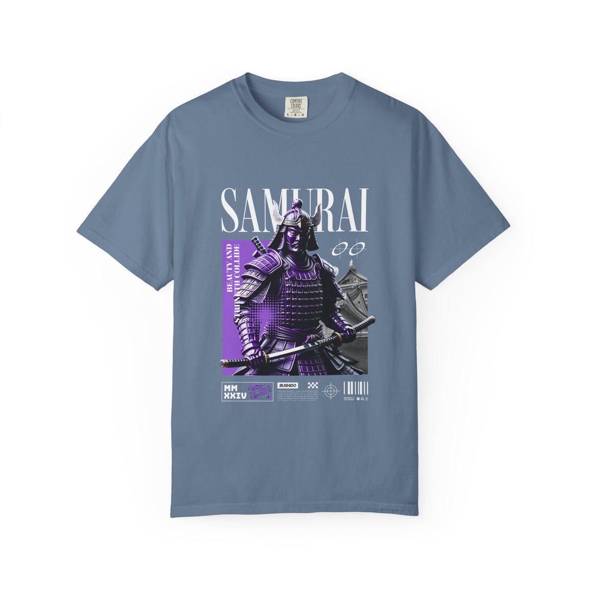 Samurai Warrior Tee - Purple Bushido Graphic - Perfect Gift