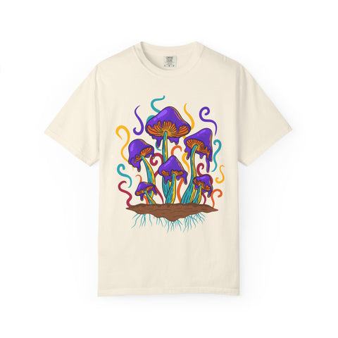 Psychedelic Mushroom Tee - Groovy Fungi Art Purple Gift