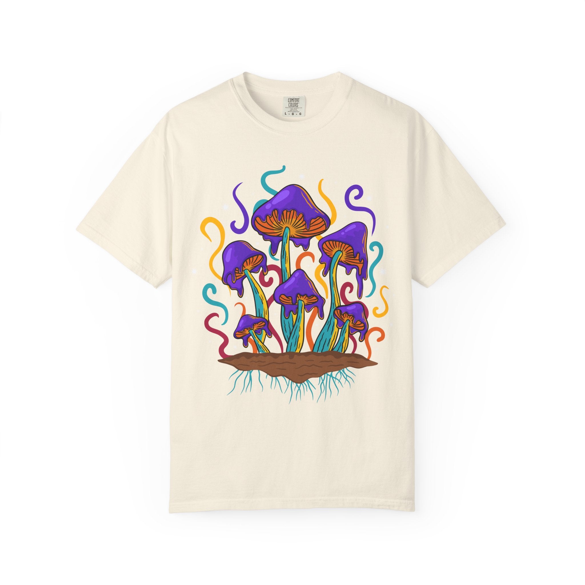 Psychedelic Mushroom Tee - Groovy Fungi Art Purple Gift - Sinful Threads