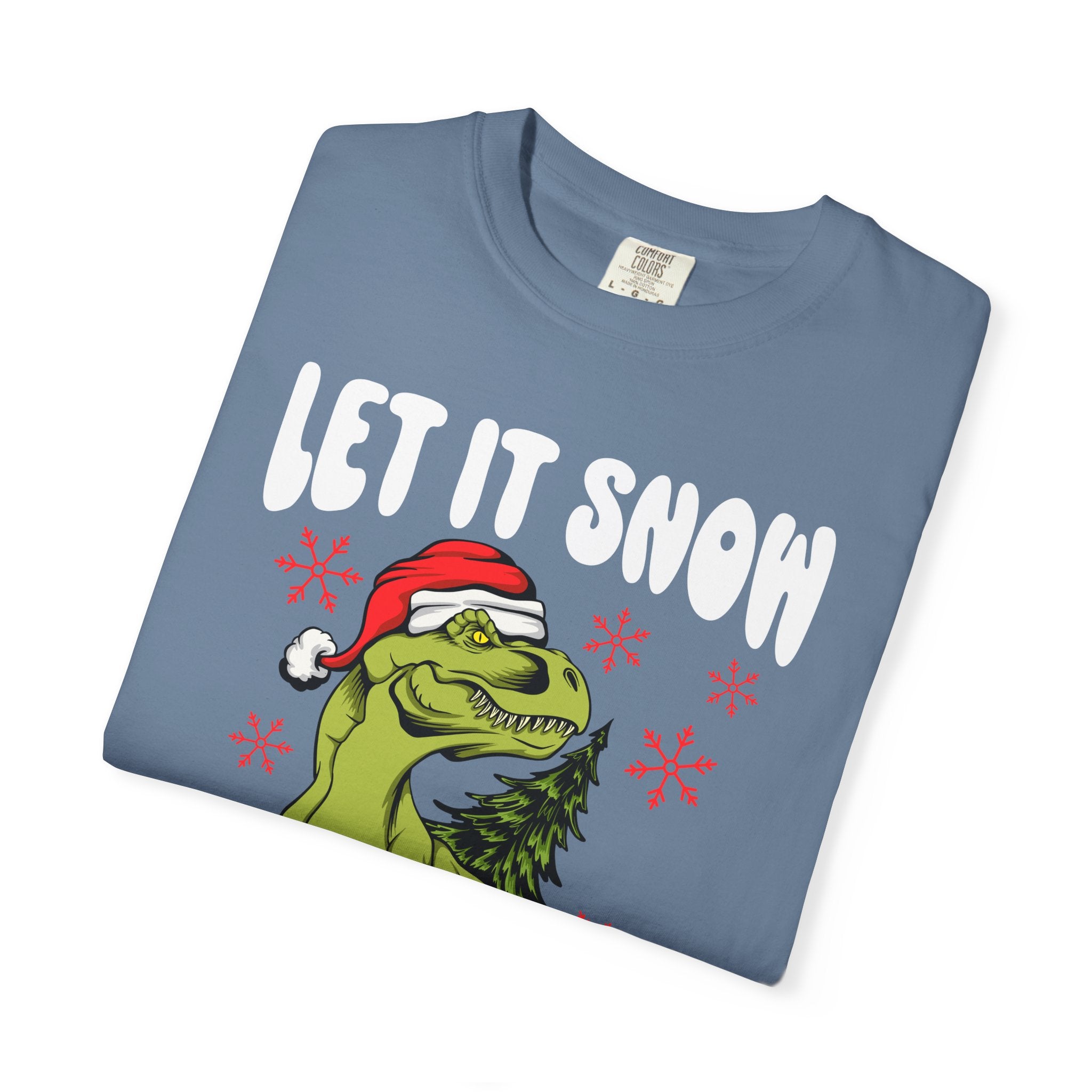 Christmas Dinosaur Tee - Santa T-Rex - Let It Snow Gift - Sinful Threads
