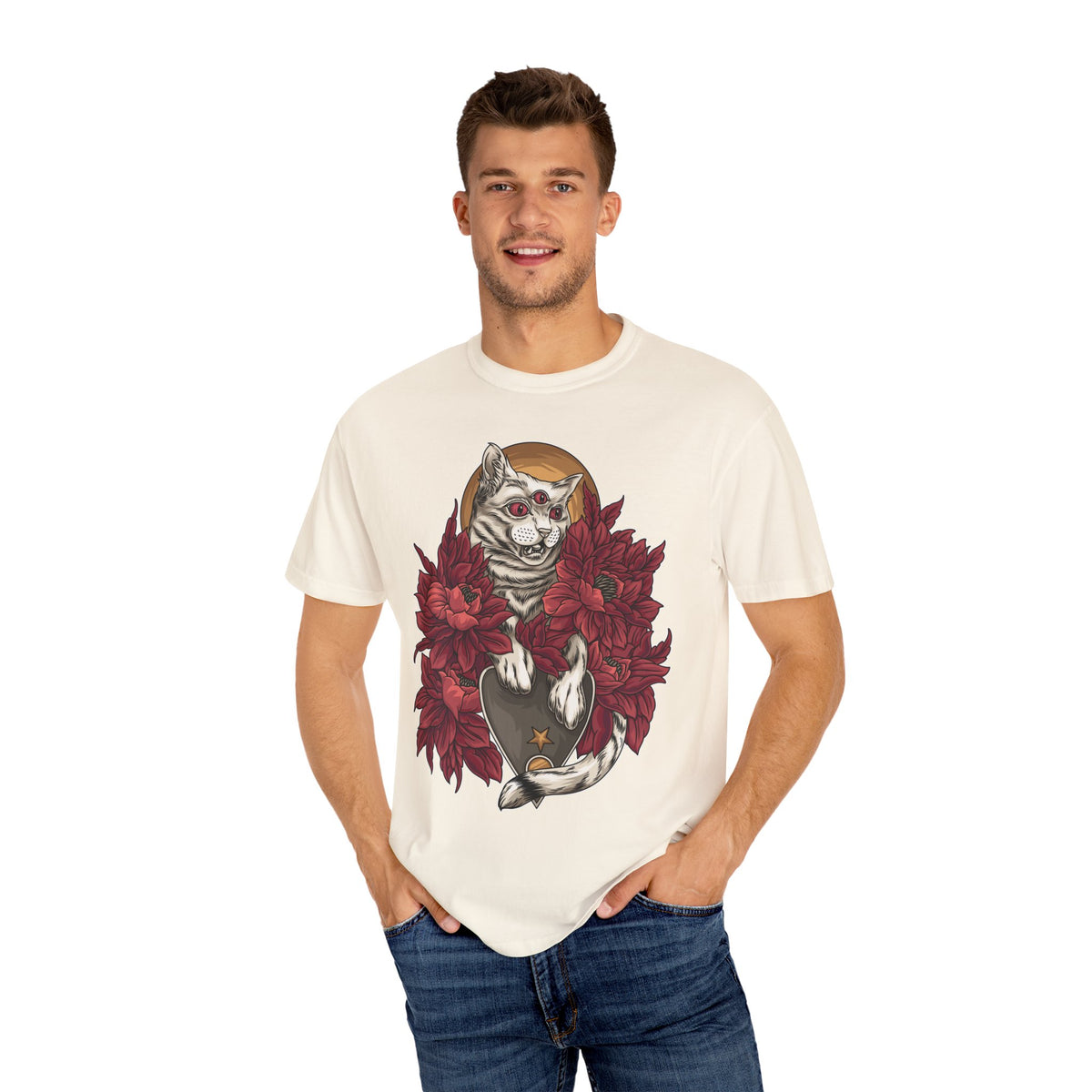 Occult Cat Tee - Weirdcore Ouija Shirt - Floral Graphic