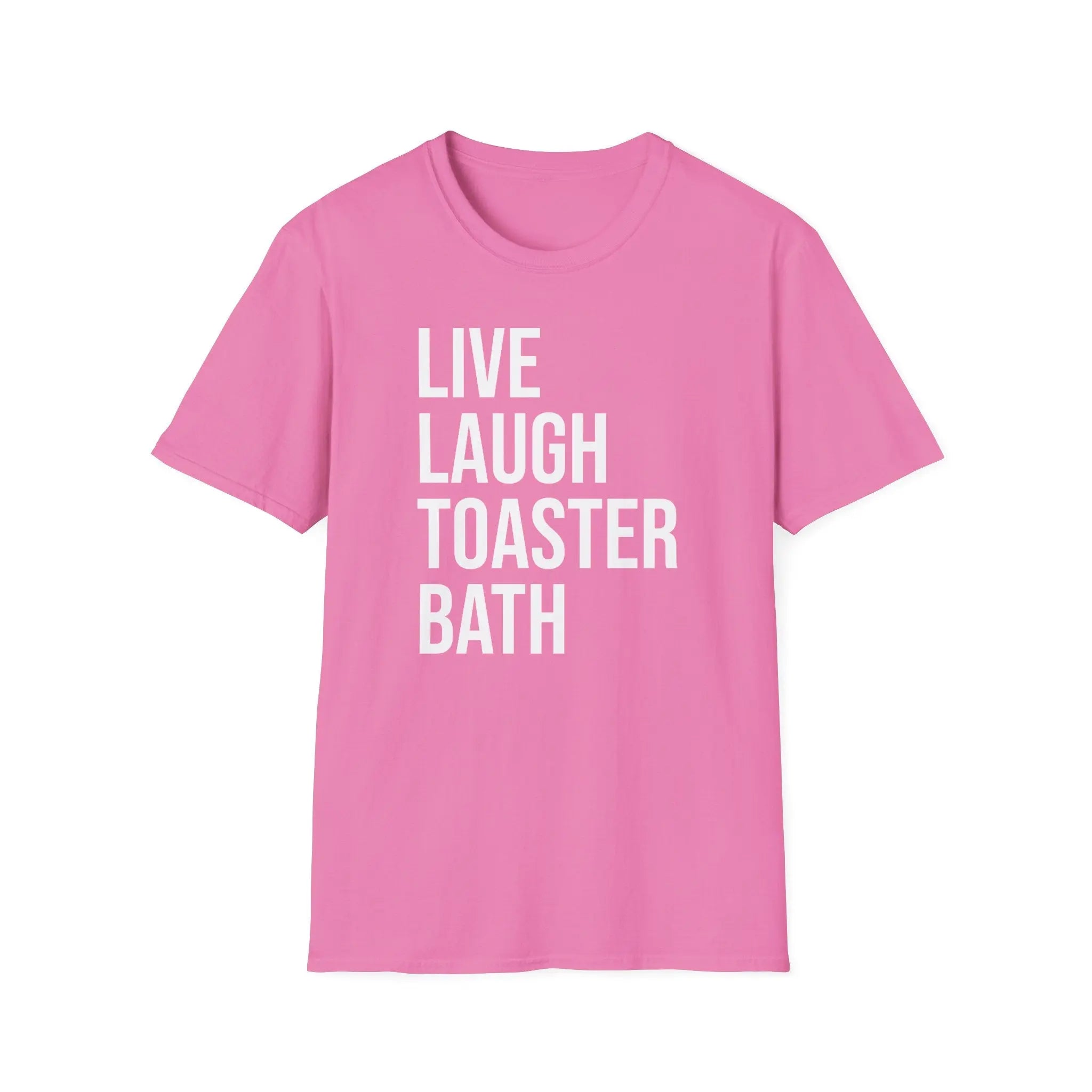 Live Laugh Toaster Bath Tee - Dark Humor Graphic Parody Shirt Printify