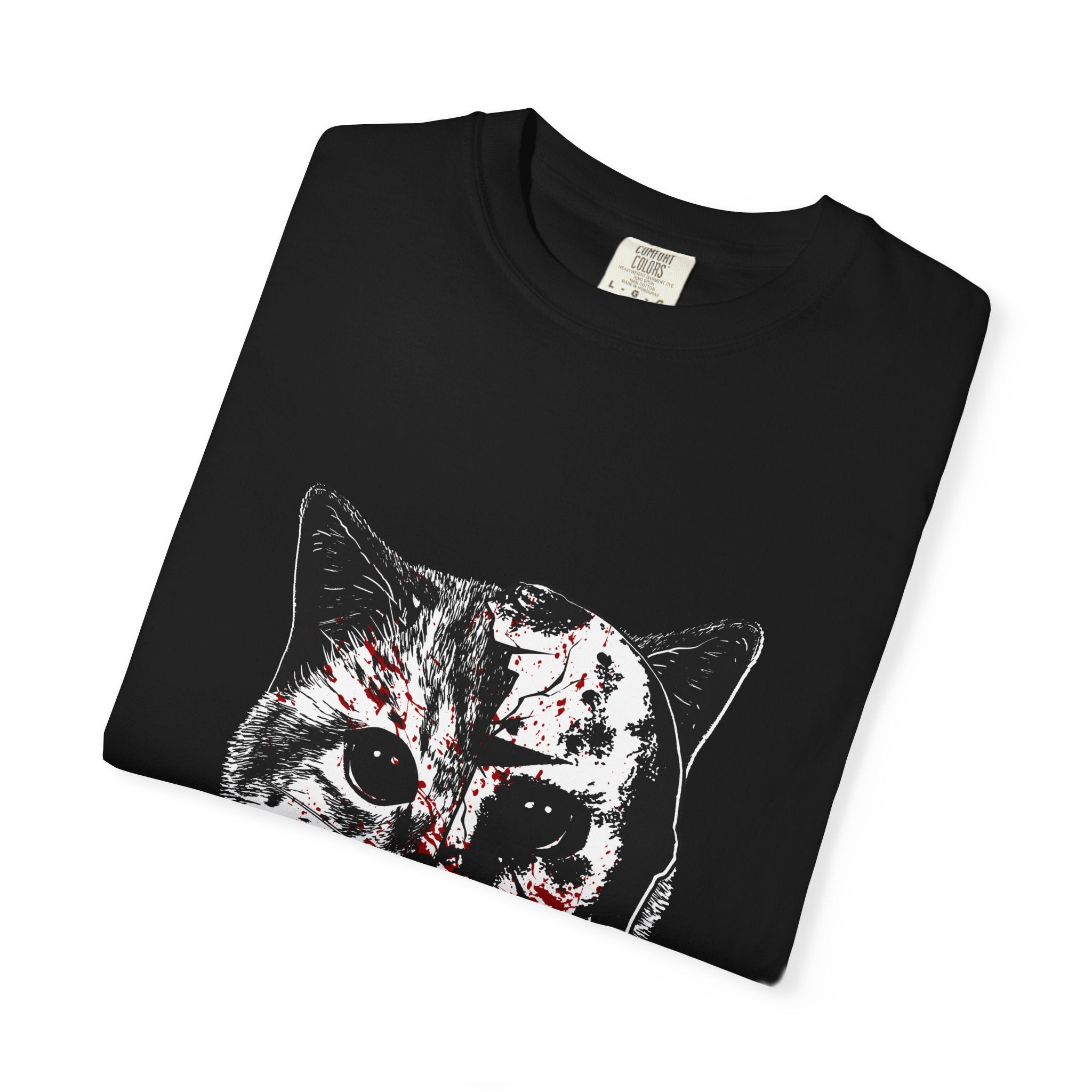 Horror Cat Tee - Spooky Jason Kitty - Friday 13th Shirt - Sinful Threads
