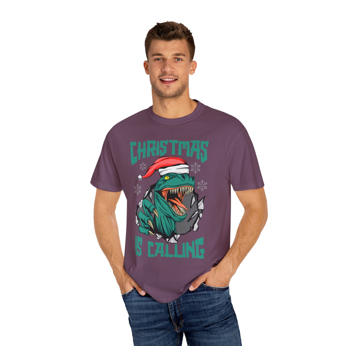 Santa T Rex Tee - Funny Dino Shirt - Christmas Holiday Gift
