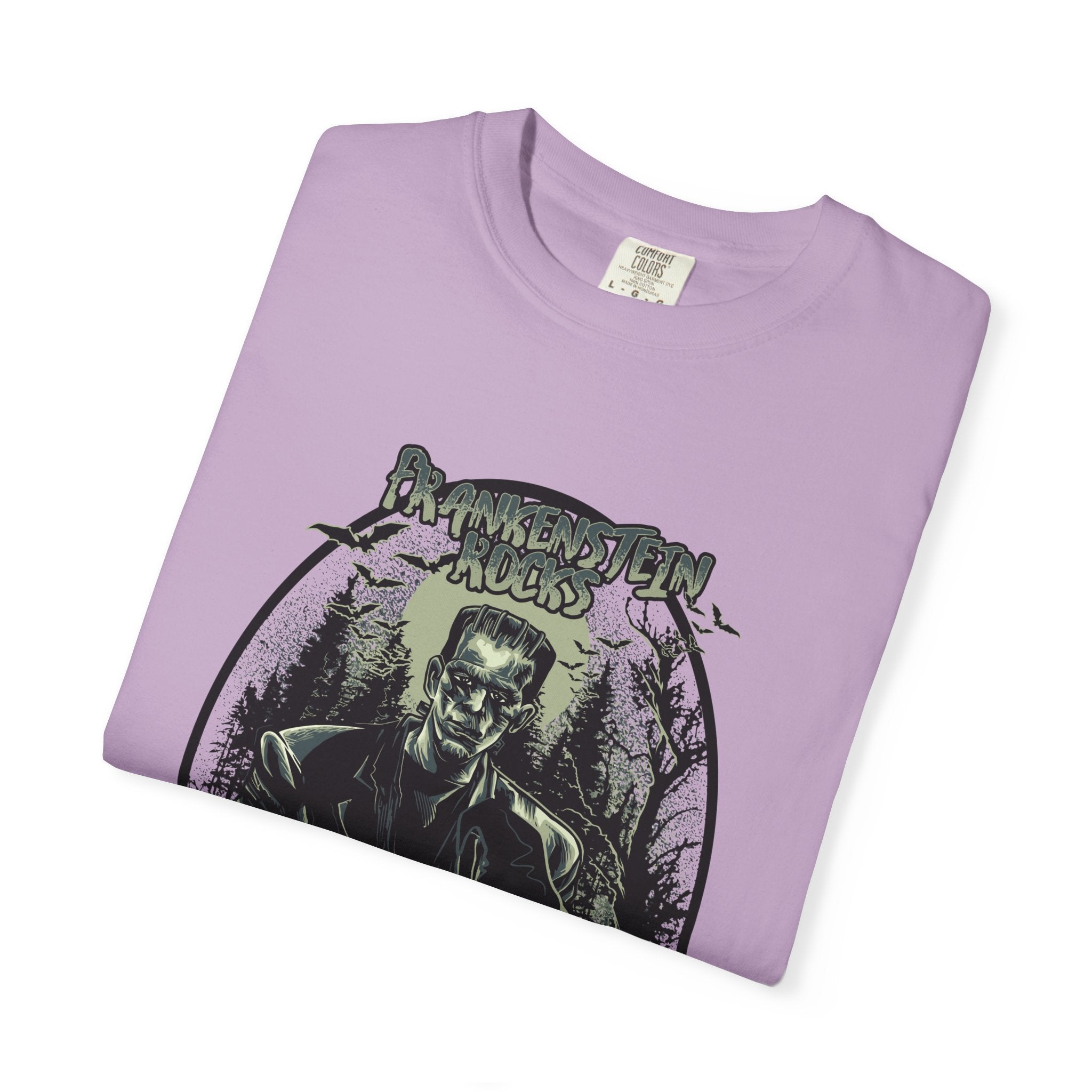 Frankenstein Rocks Halloween Graphic Novelty Design T-Shirt - Sinful Threads