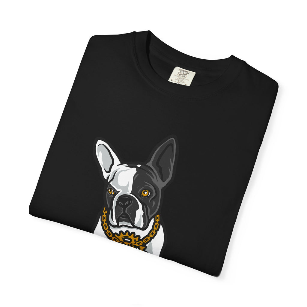 Cartoon French Bulldog with Gear Necklace Cool Dog T-Shirt - Sinful Threads