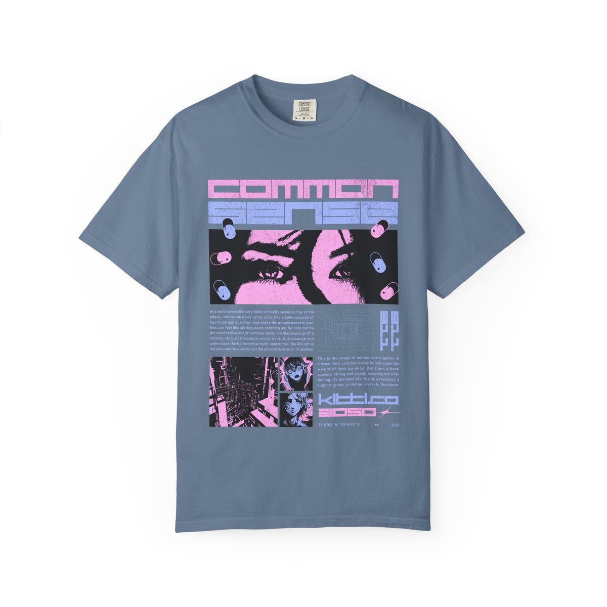 Cyberpunk Anime Tee - Glitchcore Hope Eyes - Future Gift