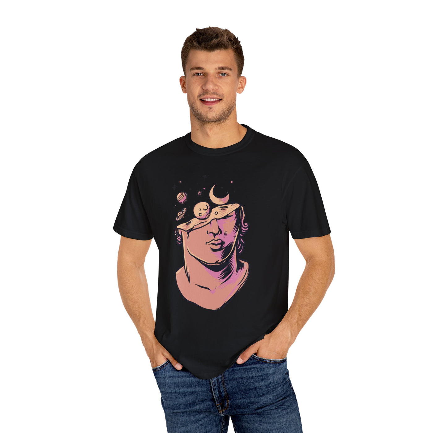 Celestial Space Bust Creative Unique Style T-Shirt - Sinful Threads