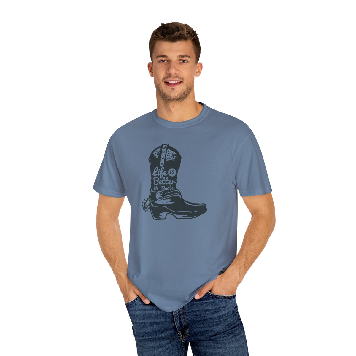 Life Is Better In Boots Funny Slogan Western T-Shirt