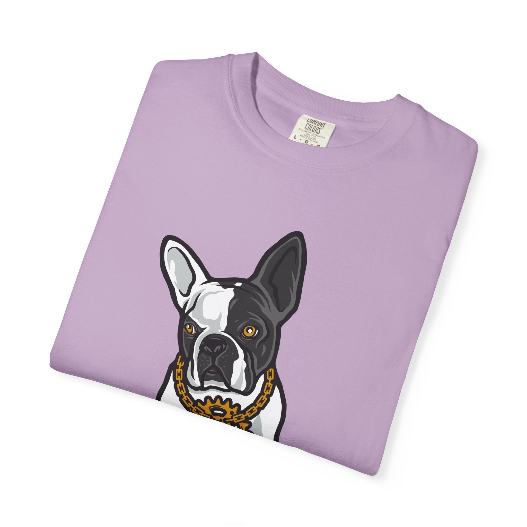 Cartoon French Bulldog with Gear Necklace Cool Dog T-Shirt - Sinful Threads