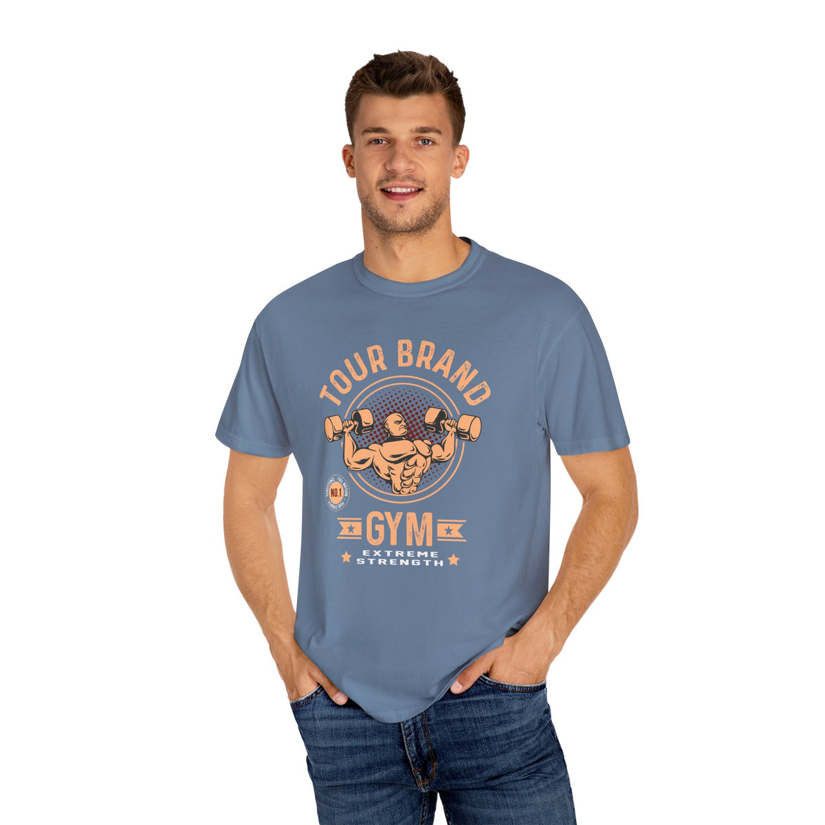 Tour Brand Gym No 1 Design for Strong People T-Shirt