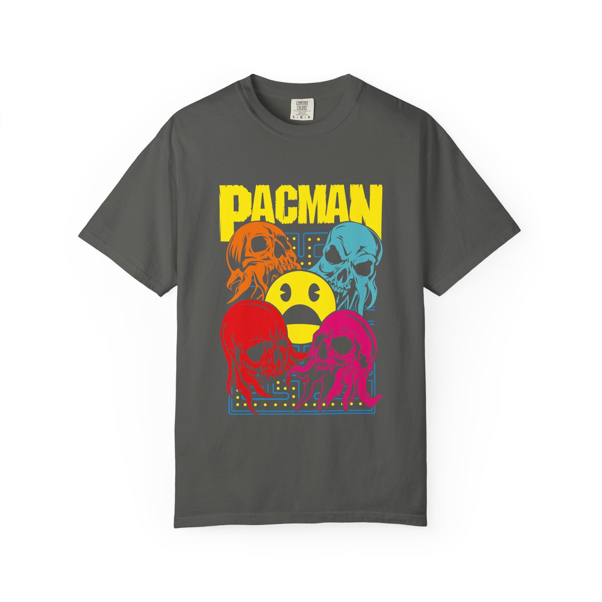 80s Arcade Pacman Ghost Skull Tee Retro Gaming Geeky Gift - Sinful Threads
