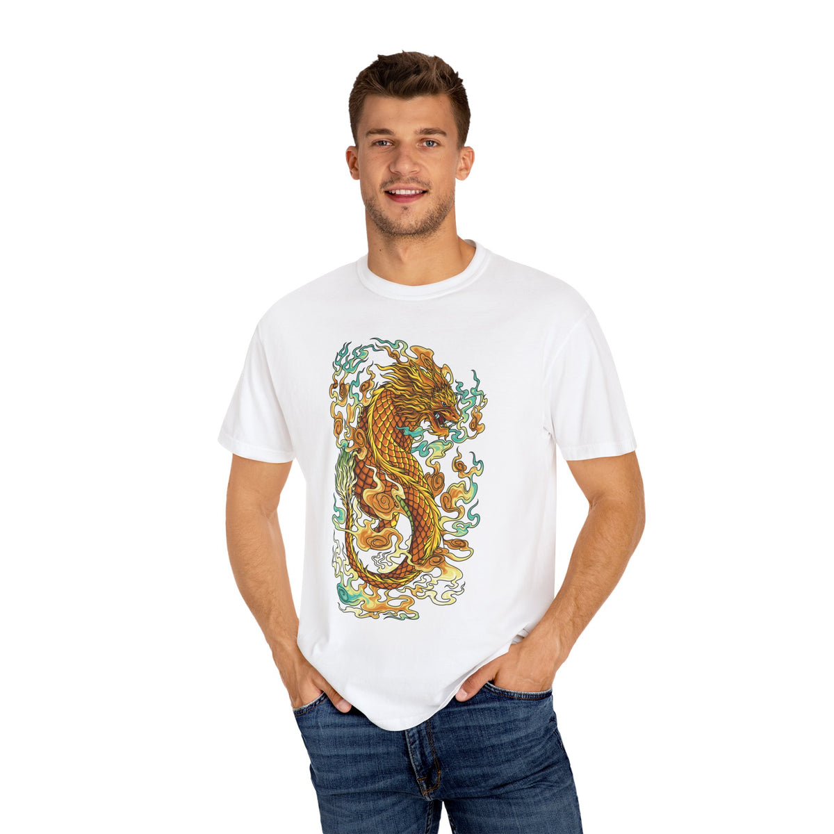 Golden Dragon Graphic Tee – Fantasy Creature Top