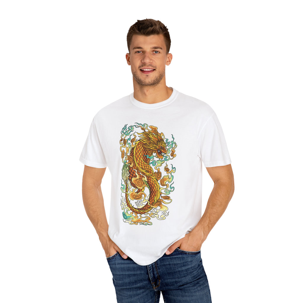 Golden Dragon Graphic Tee – Fantasy Creature Top - Sinful Threads