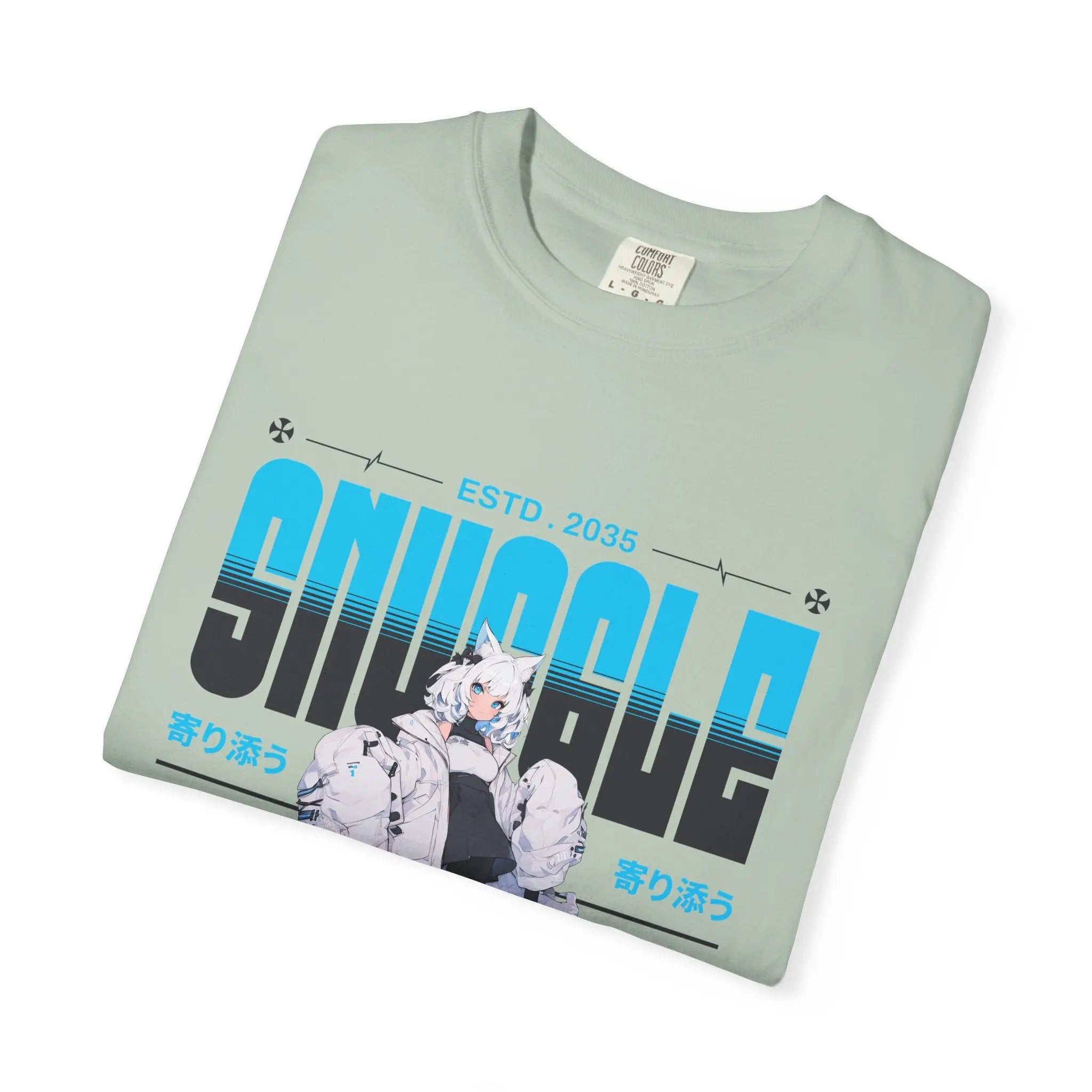 Kawaii Cat Girl Tee - Snuggle Manga Graphic - Cute Gift - Sinful Threads