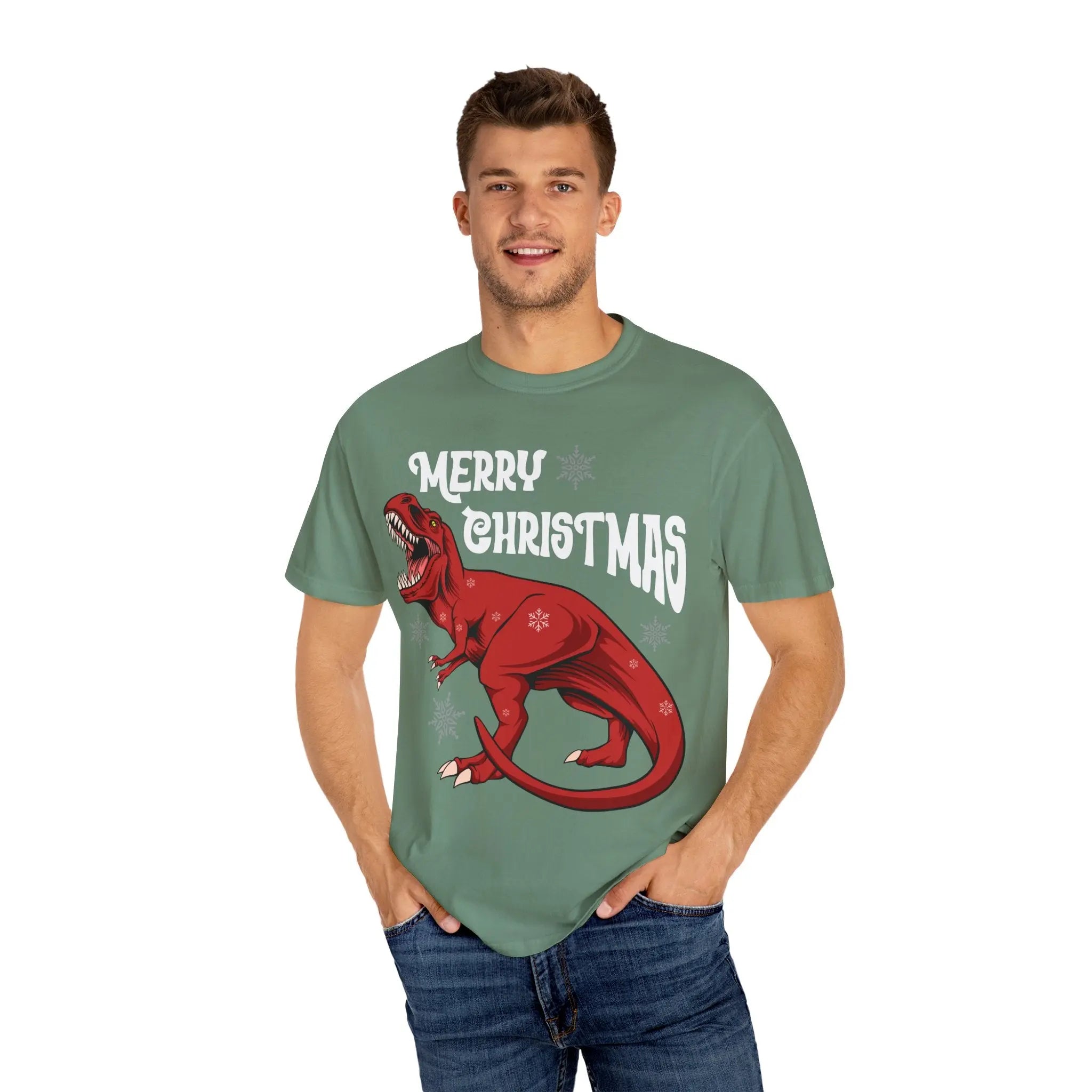 Christmas T Rex Tee - Funny Holiday Dinosaur Gift - Sinful Threads