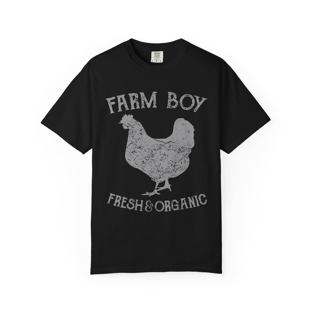 Farm Boy Fresh and Organic Graphic Print Rooster T-Shirt - Sinful Threads