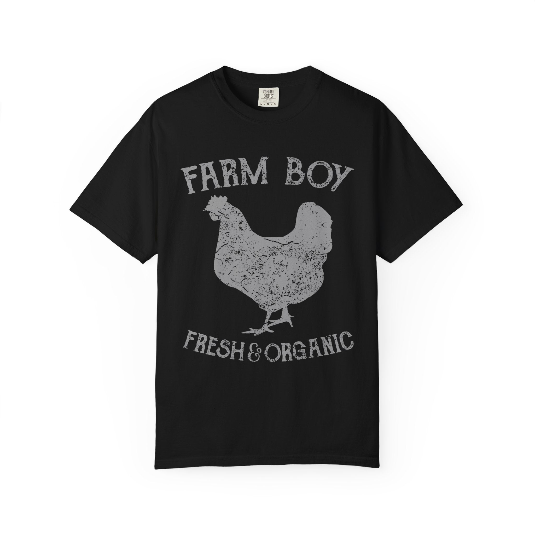 Farm Boy Fresh and Organic Graphic Print Rooster T-Shirt - Sinful Threads