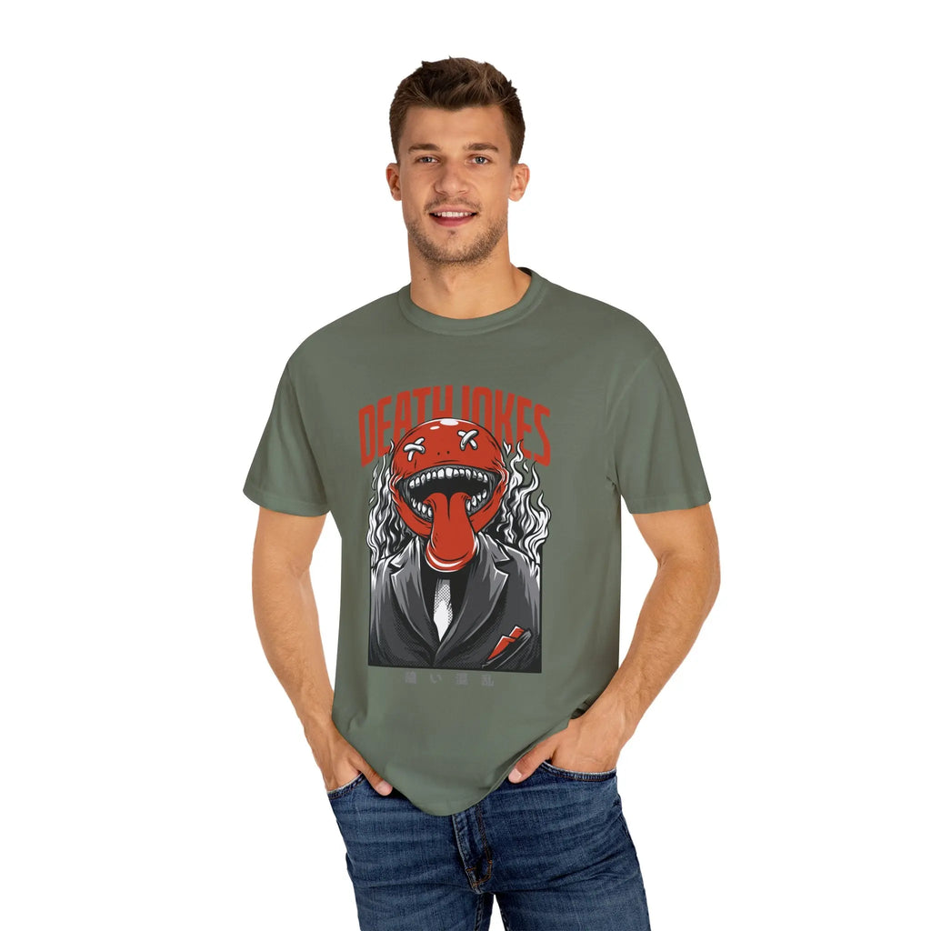 Death Jokes Graphic Tee with Unique Artwork T-Shirt - Sinful Threads