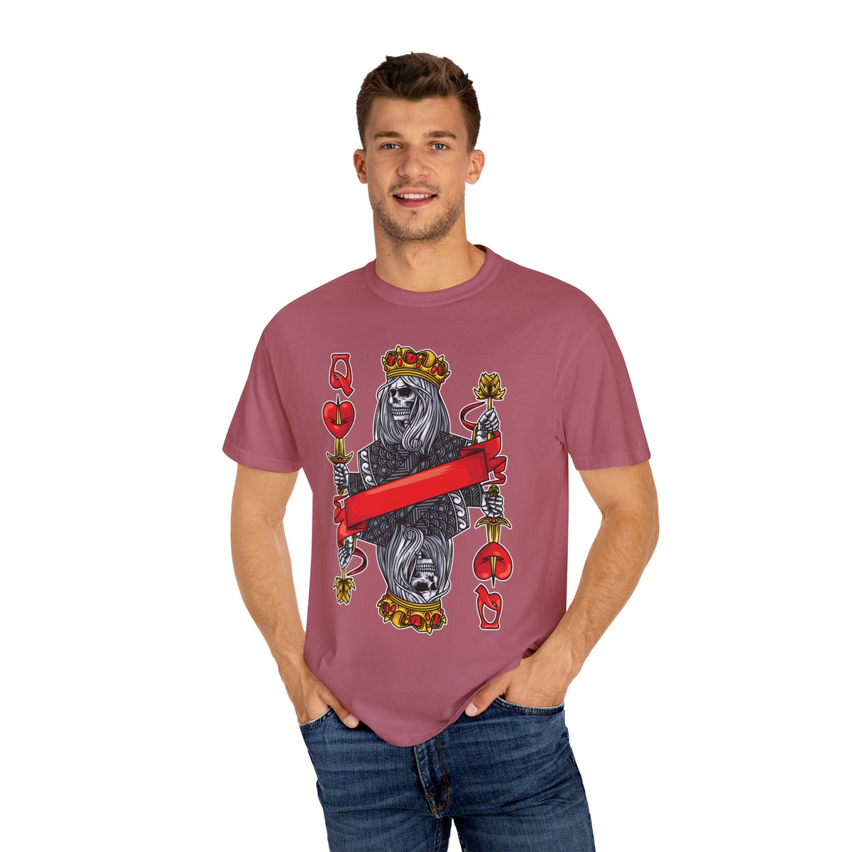Red Queen T-shirt – Skull Graphic Top – Queen of Hearts