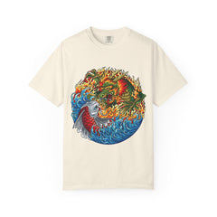 Japanese Dragon Tee - Fire Water Mythical - Koi Art Gift
