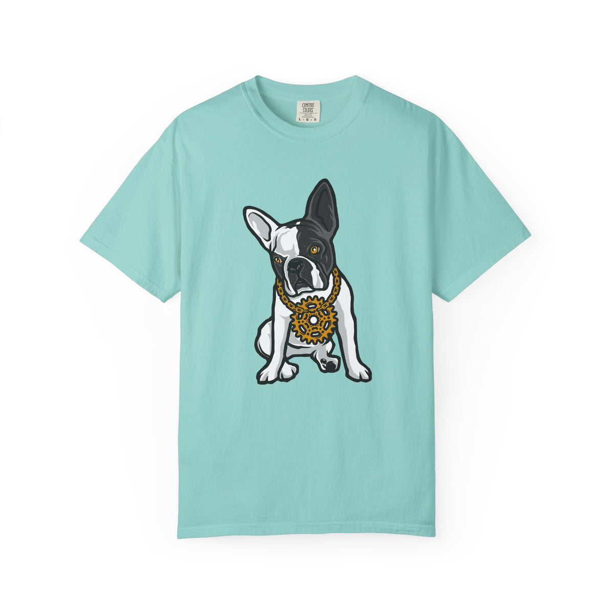 Cartoon French Bulldog with Gear Necklace Cool Dog T-Shirt